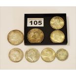 8 Bayerische Silbermünzen, s-vz, 150 gr..