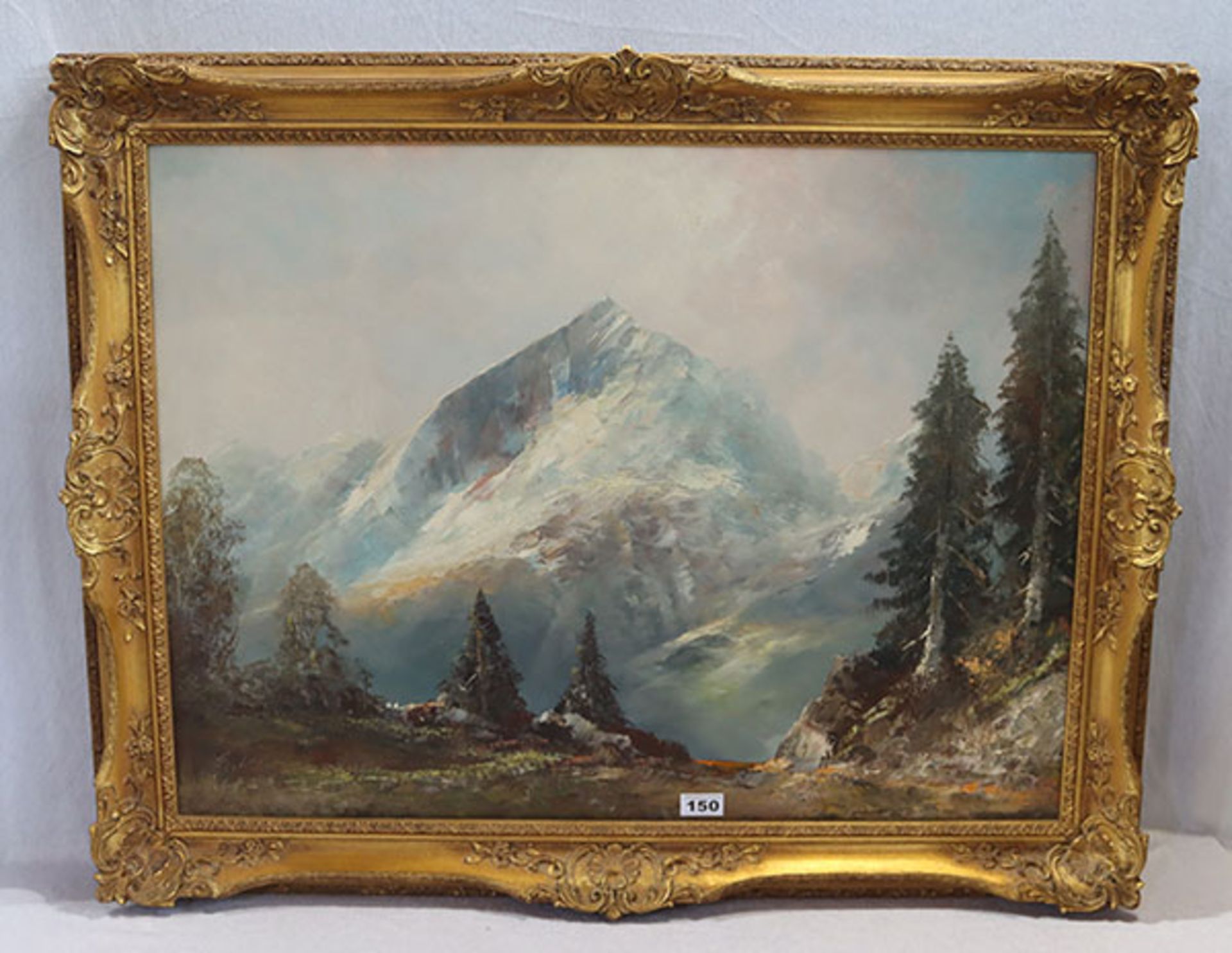 Gemälde ÖL/Malkarton 'Alpspitze', signiert Keizers, der Maler lebte um 1970 zeitweise im