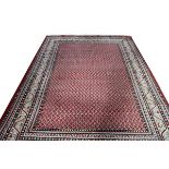 Teppich, Mir, rot/beige/bunt, Gebrauchsspuren, teils stark abgetreten, 306 cm x 211 cm