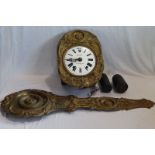 Comtoise Uhr, Briant á Champigné, mit Pendel und 2 Gewichten, Funktion nicht geprüft, Uhr H 45 cm, B