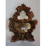 Holz Standspiegel, gefaßt, um 1900, Fassung stark beschädigt, Spiegel blind, H 41,5 cm, B 28,5 cm,