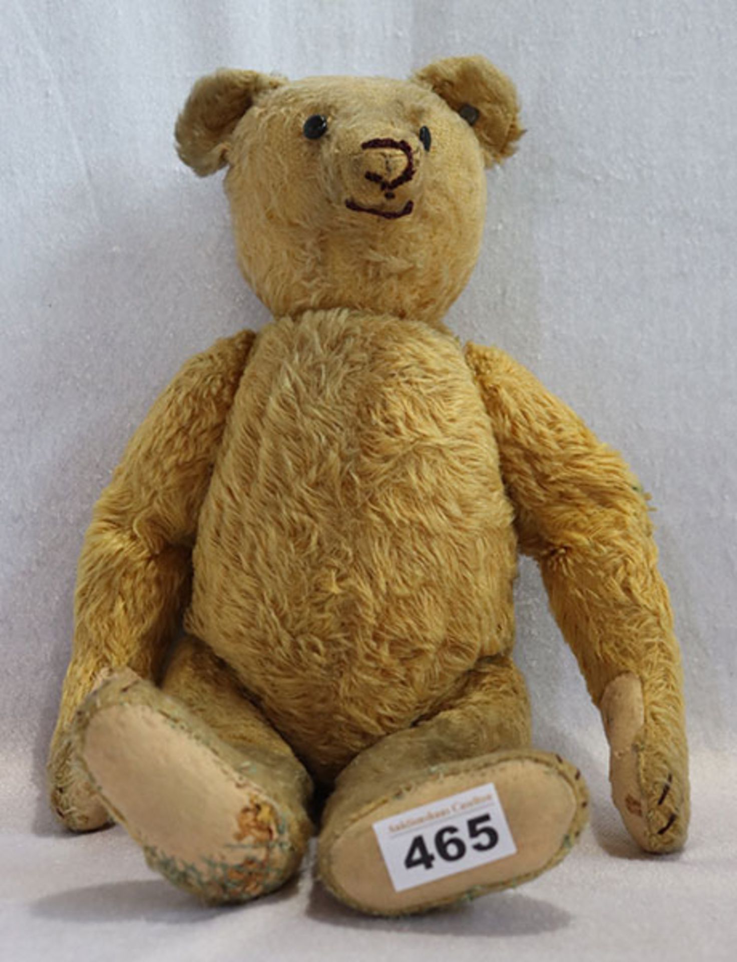 Steiff Teddybär mit Knopf im Ohr, um 1920 ?, bespielt, beschädigt, H 39 cm