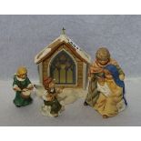 Konvolut: Goebel Weihnacht 'Verschneite Kapelle', H 19,5 cm, 'Heilige Familie', H 17 cm, 'Engel