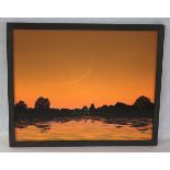 Gemälde Tempera/LW 'Sonnenuntergang am See', signiert W. Fröde, datiert 09, Wolfgang Fröde, * 1952
