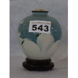 Japanische Cloisonne-Email Vase mit Vogeldekor, anbei mit Beschreibung J. Ando, Cloisonne Enamel
