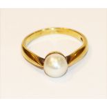 14 k Gelbgold Ring mit Perle, 4 gr., Gr. 57