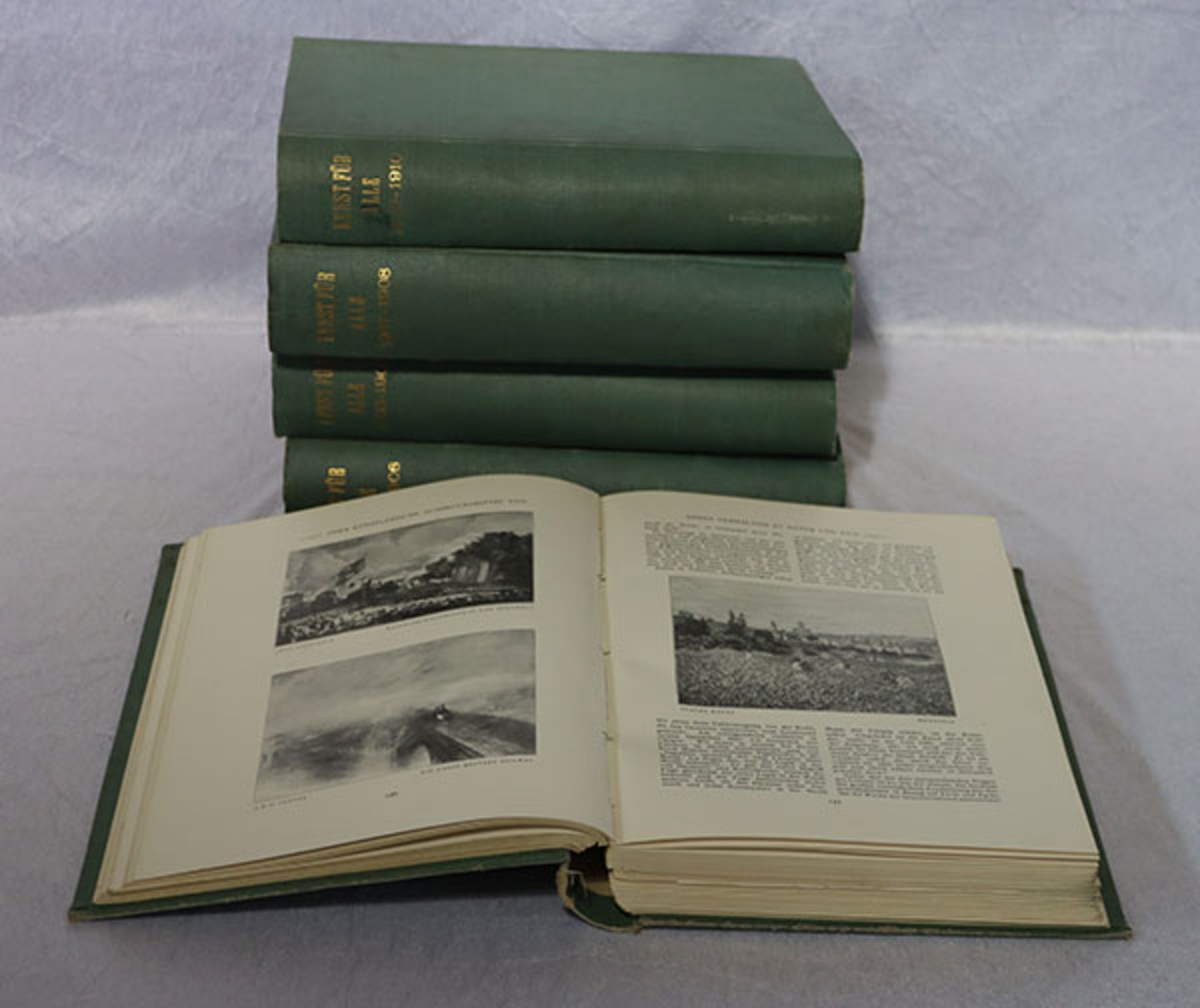 5 Bücher 'Die Kunst für alle', 1904 - 1910, Verlagsanstalt F. Bruckmann, München, Gebrauchsspuren,