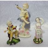 2 Hoechst Porzellanfiguren, Mädchen und Junge, Junge ist der Kopf abgebrochen, H 9,5 cm, und