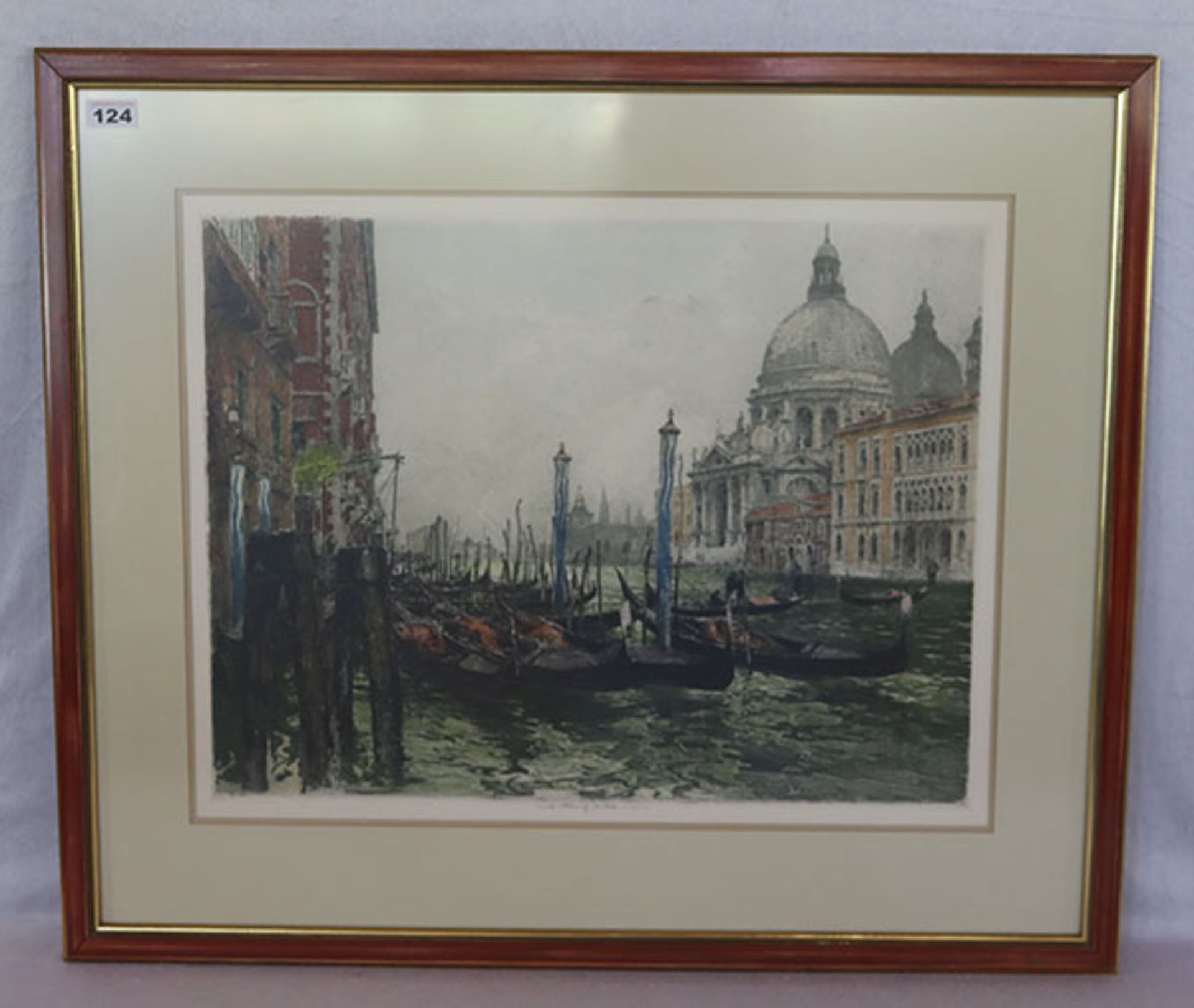 Farbradierung 'Venedig-Canale Grande', signiert Luigi Kasimir, österreichischer Maler und Graphiker,