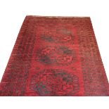 Teppich, Iran, rot/blau/bunt, Gebrauchsspuren, 246 cm x 140 cm