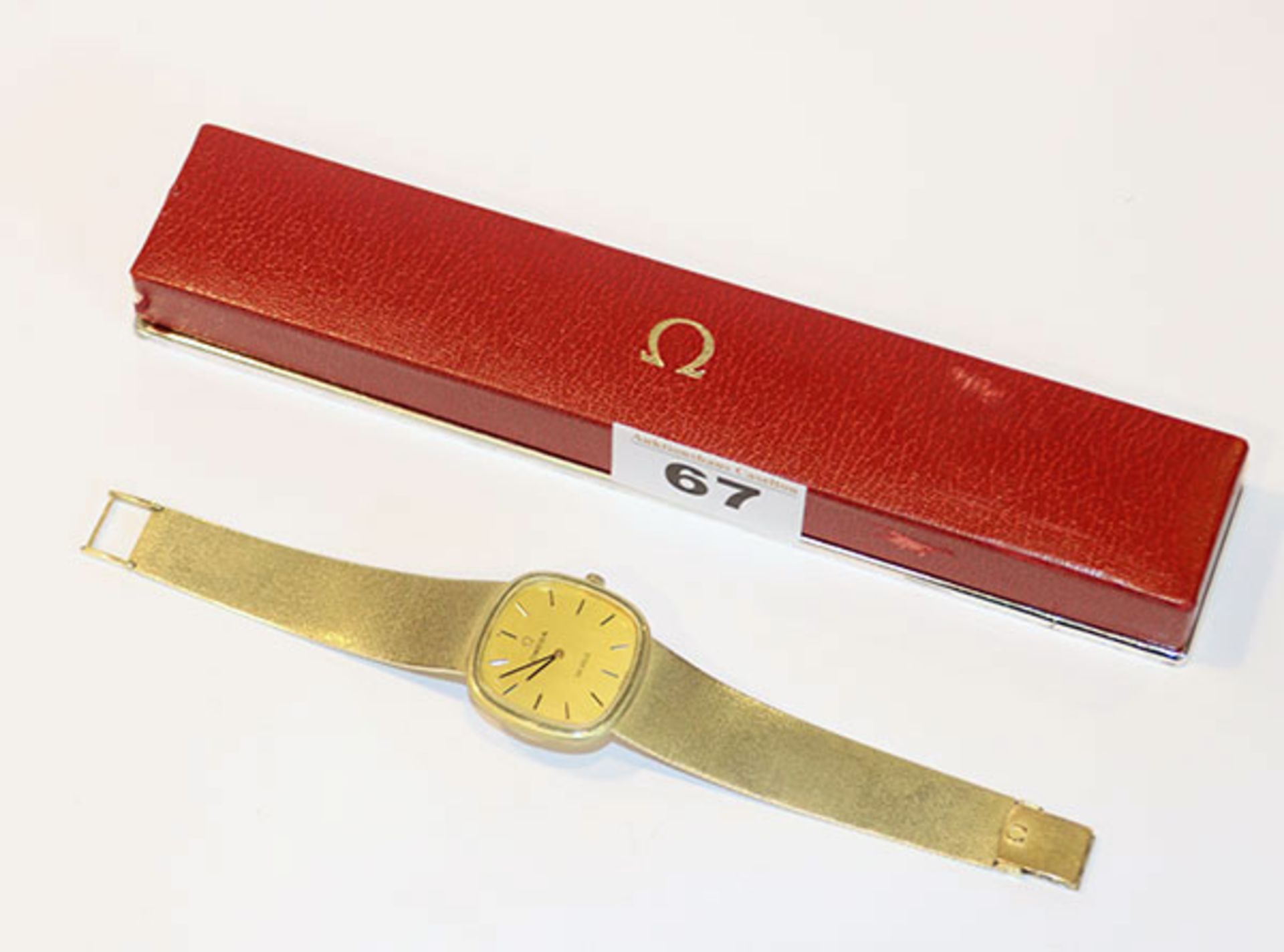 Omega De Ville Herren-Armbanduhr 14 k Gelbgold, 64 gr. Gewicht ohne Werk, intakt, in Originaletui