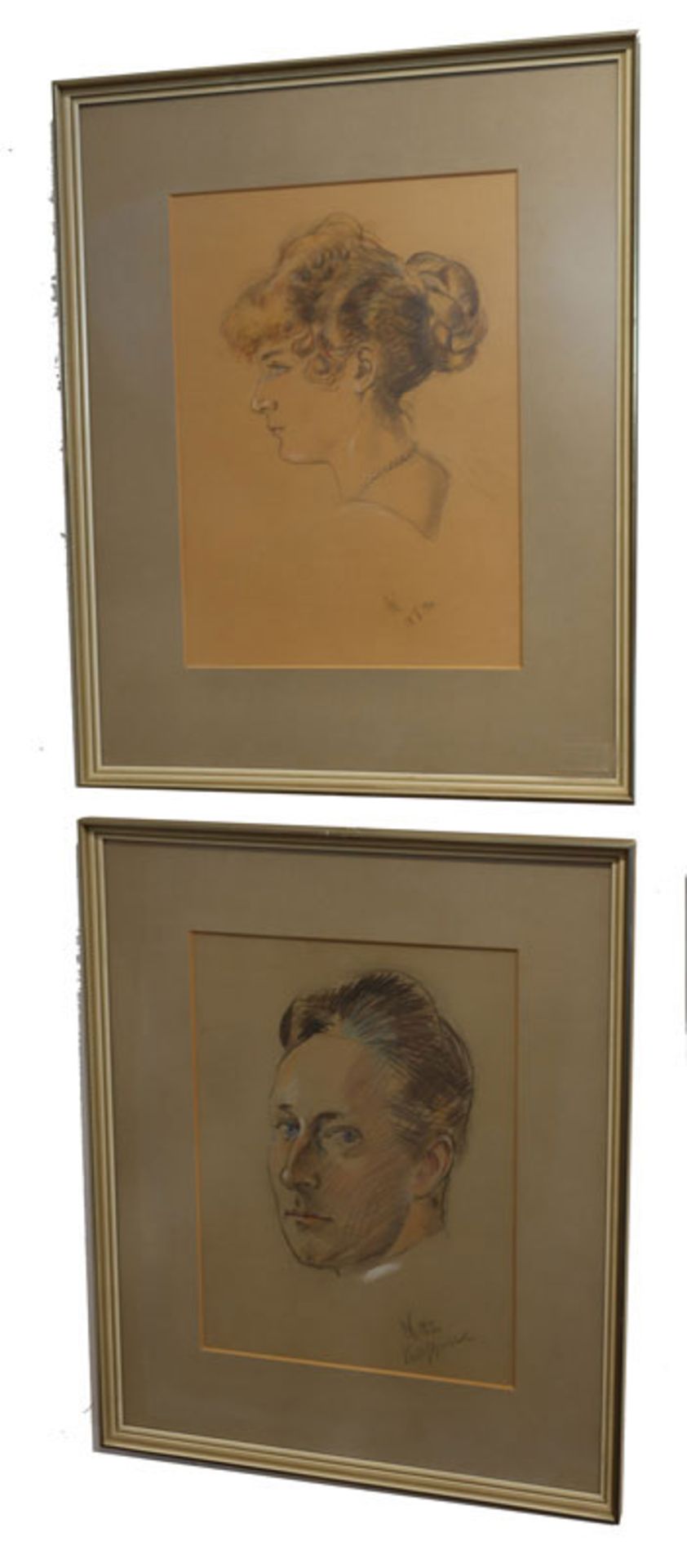 Zeichnung 'Selbstportrait von Wilhelm von Preussen, deutscher Kronprinz 1882 - 1957', rückseitig