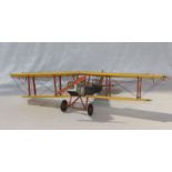 Modell Flugzeug, Doppeldecker, Altersspuren, B 68 cm, L 45 cm, teils beschädigt