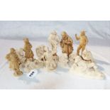 Konvolut von 13 Holz Krippenfiguren aus Oberammergau, ungefaßt, H 9/14 cm