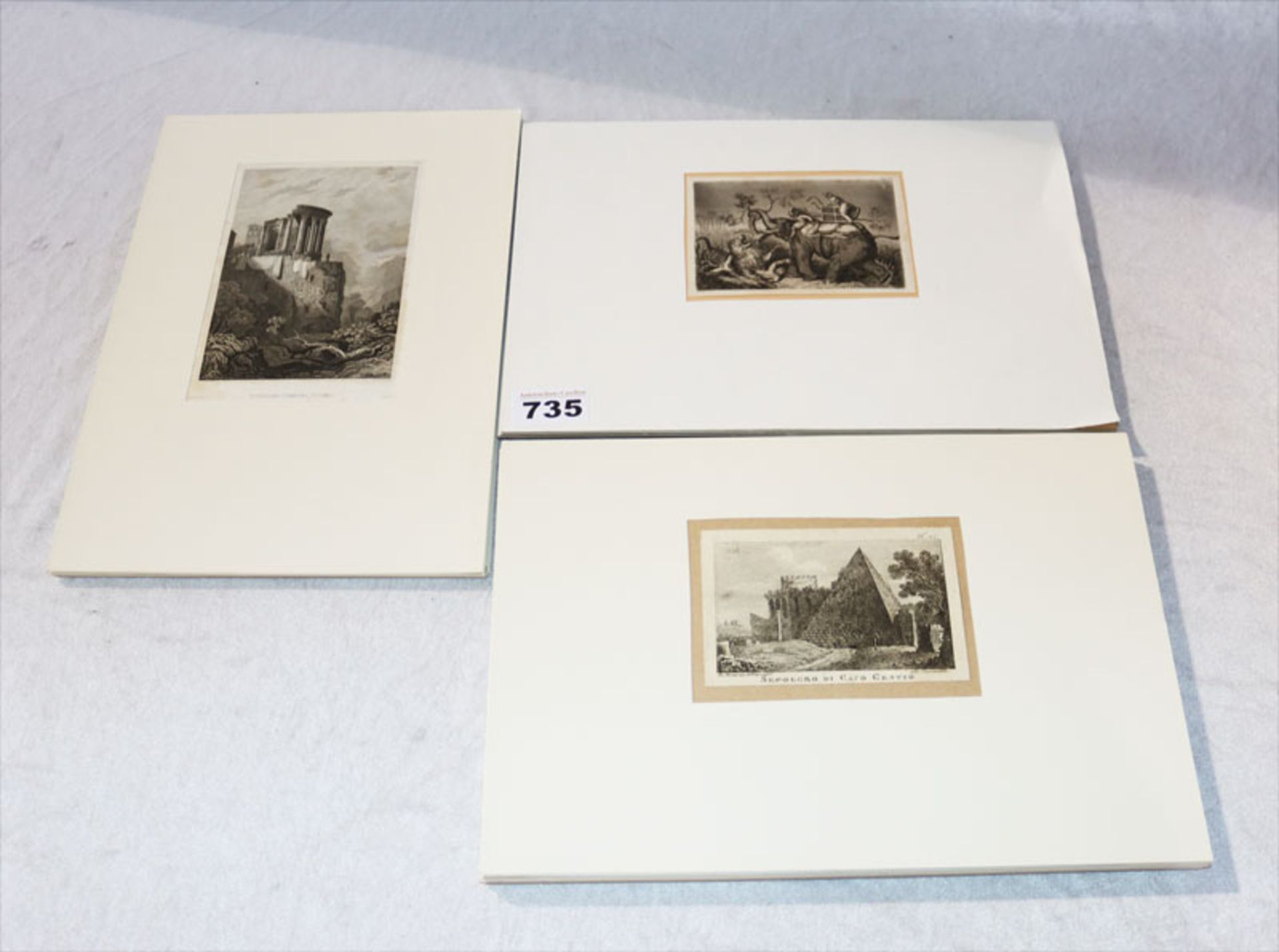 Konvolut von 25 Drucken, Stichen mit diversen Ansichten in Passepartout, 30,5 cm x 21,5 cm