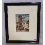 Aquarell 'Südländische Kirchenansicht', signiert J. Callov ?, mit Passepartout unter Glas gerahmt,