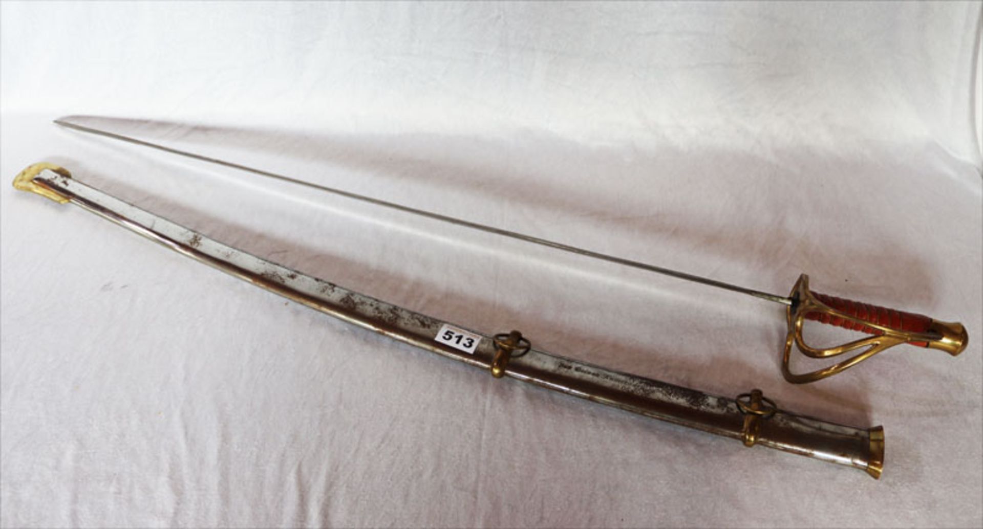 Replik eines französischem Kavallerie Säbels mit Metallscheide, indische Fertigung, L 109 cm,