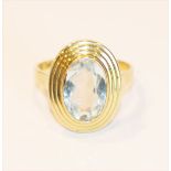 18 k Gelbgold Ring mit Aquamarin ?, 4,12 gr., Gr. 55