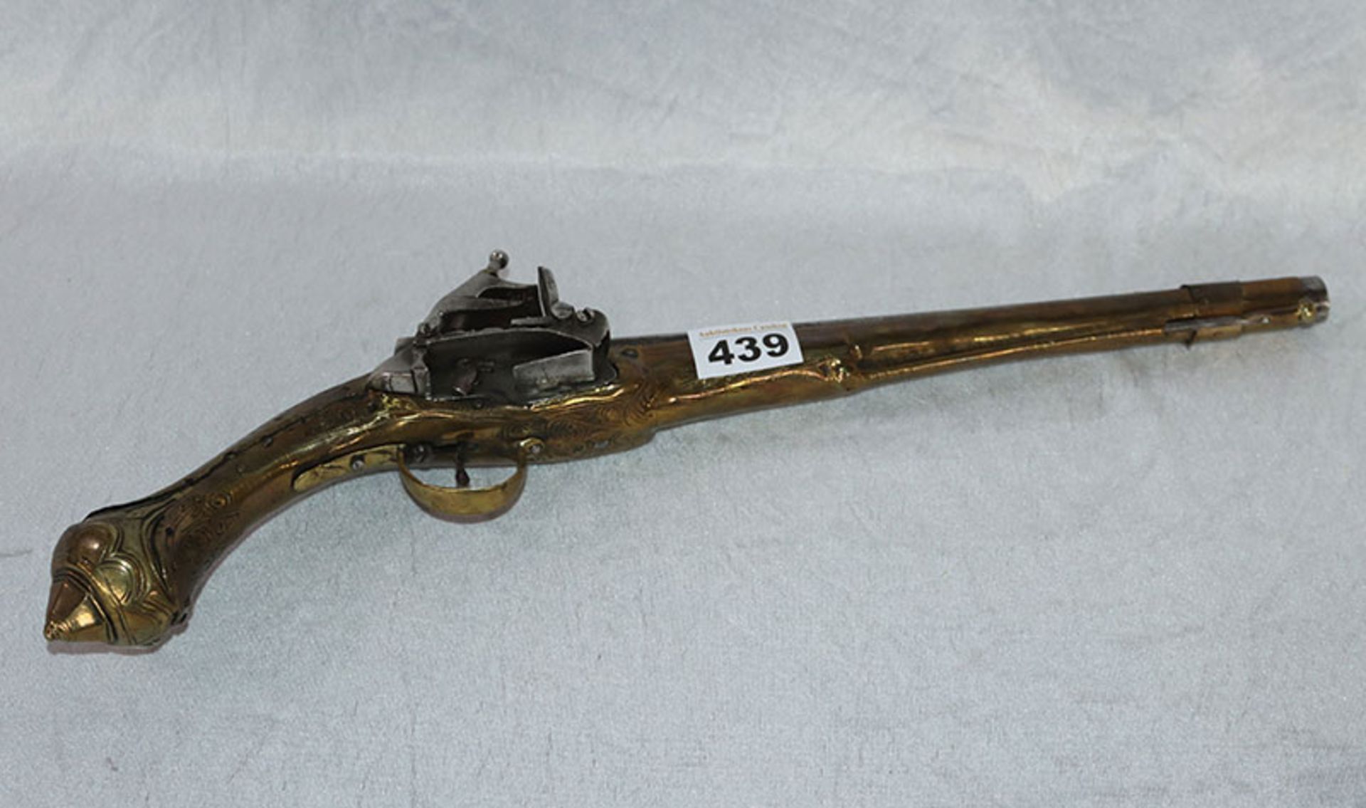 Schwarzpulver Einzelschuß Pistole, Anfang 19. Jahrhundert, nicht ganz original, L 48 cm