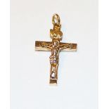 14 k geprüfter Gelbgold Kreuz-Anhänger mit Korpus Christi, 1 gr., L 2,5 cm