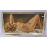 Druck 'Liegender Frauenakt', nach Fritz Aigner, gerahmt, incl. Rahmen 58 cm x 106 cm