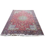 Persischer Teppich, rot/blau/bunt, Gebrauchsspuren 261 cm x 188 cm