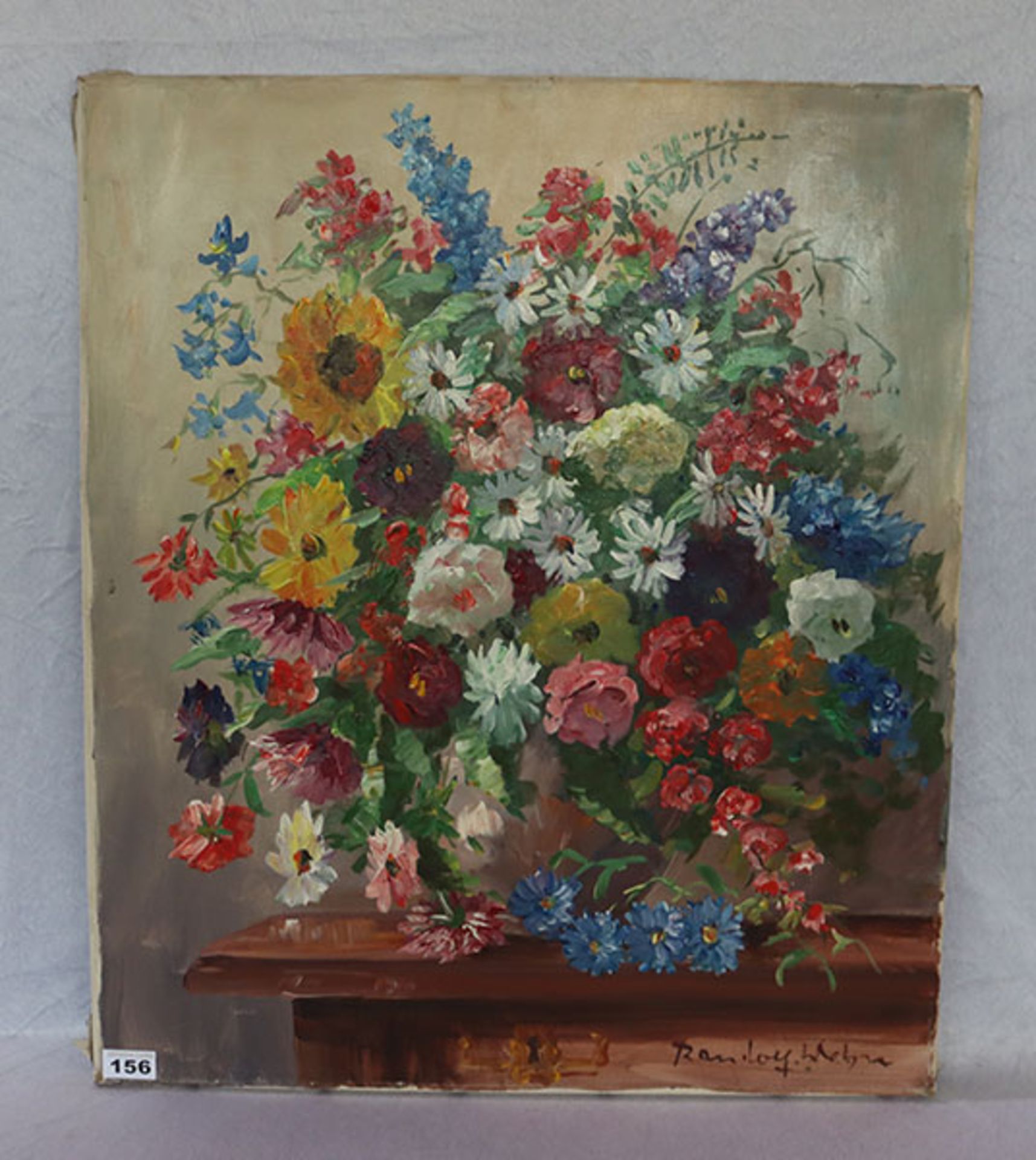 Gemälde ÖL/LW 'Blumenstillleben', signiert Randolf Wehn, * 1911 München + 1987 München, ohne