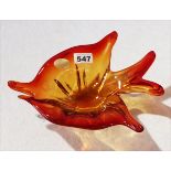 Murano Glasschale, gelb/rot, H 7,5 cm, 29 cm x 23 cm