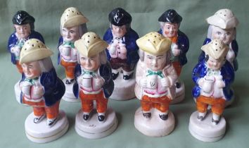 A collection of Staffordshire toby pepperettes, 6" - some a/f.