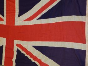 A large stitched linen Union Jack flag, 64" x 132".