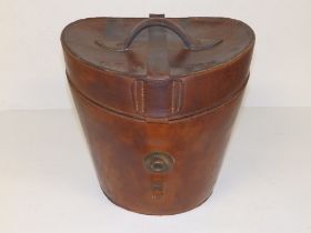 A leather hat box inscribed 'CTM 60th Rifles', 14.5" high.