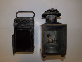 Two old railway lamps, 8.5" high.