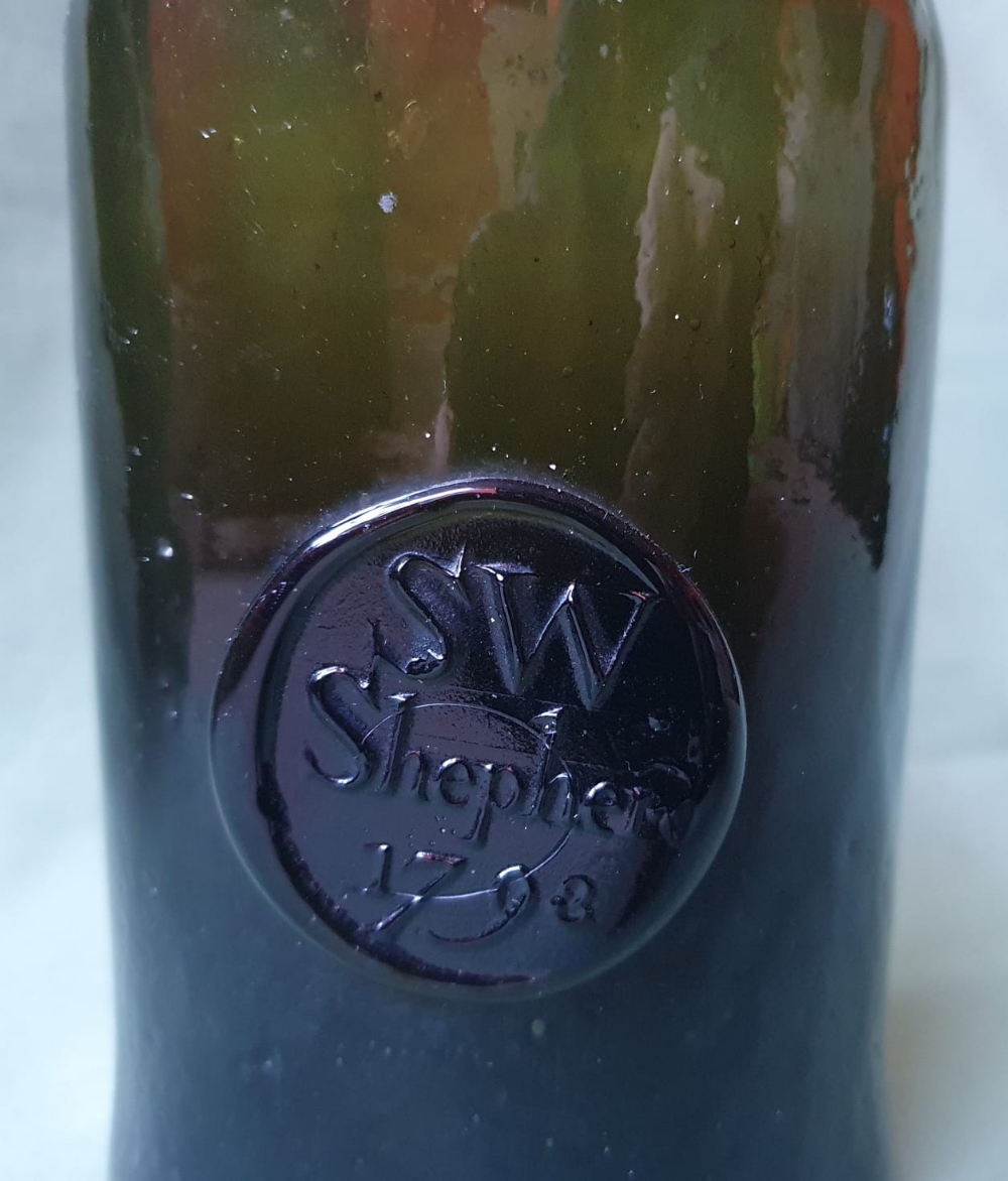 An 18thC sealed glass bottle - S.W. Shepherd 1798, 10.25" high. - Image 4 of 4