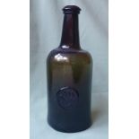An 18thC sealed glass bottle - S.W. Shepherd 1798, 10.25" high.