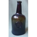 An 18thC sealed glass bottle - S.W. Shepherd Portr - small bruise to body, 9.25" high.