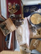 A quantity of costume jewellery and other items.