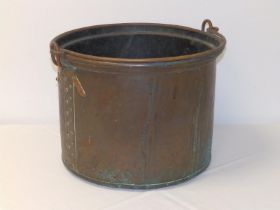 A swing-handled copper log bin, 16" diameter.