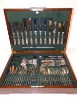 An extensive complete canteen of EP King's pattern cutlery, 19" across.