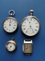 An art deco silver Benson wrist watch - a/f, no strap, a small lady's 9ct gold pocket watch and