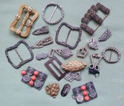 A quantity of dress buckles and clasps - one clasp stamped '935'.