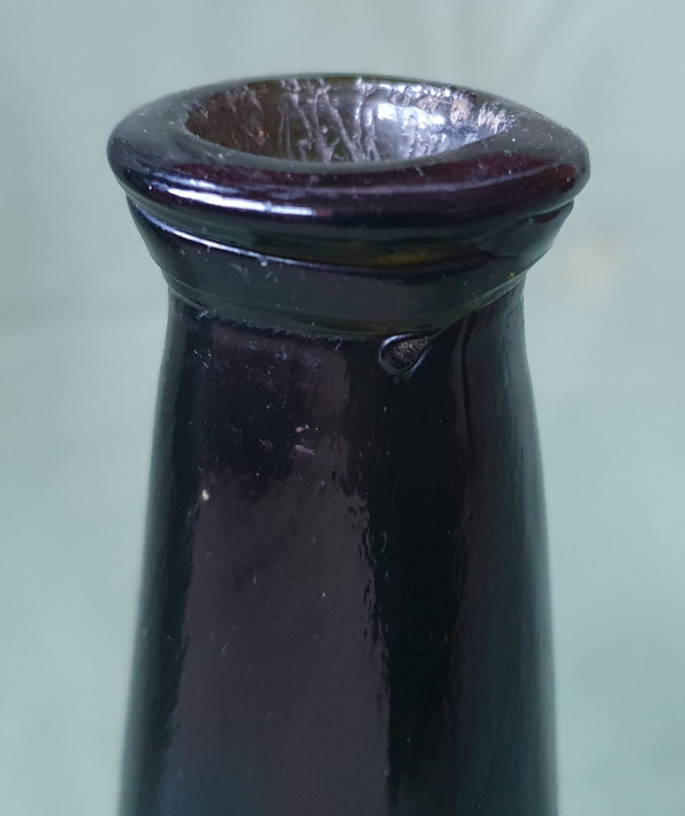 An 18thC sealed glass bottle - S.W. Shepherd Portr - small bruise to body, 9.25" high. - Image 4 of 4