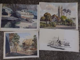 James Greg - four unframed watercolours, the largest 14" x 20". (4)