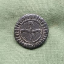 A lead Billy & Charley token with medieval style bust to obverse, 1.25" diameter.