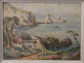Harry Edmunds Crute (1888-1975) - oil on board - Long Quarry, signed, 11.5" x 15.5".