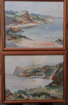 Harry Edmunds Crute (1888-1975) - a pair of oils on board - Babbacombe Bay & Oddicombe Beach,