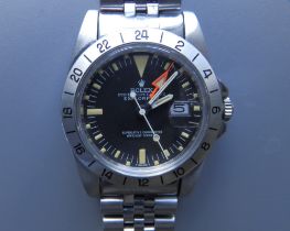 A gent's stainless steel Rolex Explorer II Model 1655 automatic wrist watch, having black dial