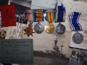 A WWI naval medal trio awarded to PO 16688 Pte. F.J. Standen RMLI together with his Long Service &