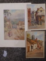 H. Mends - unframed watercolour, 13" x 9" and two others. (3)