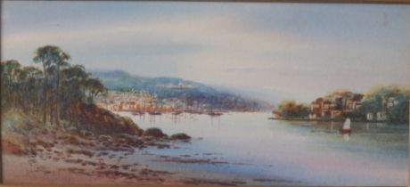 F. Parr - watercolour - Kingswear, signed , 4.75" x 10.5".