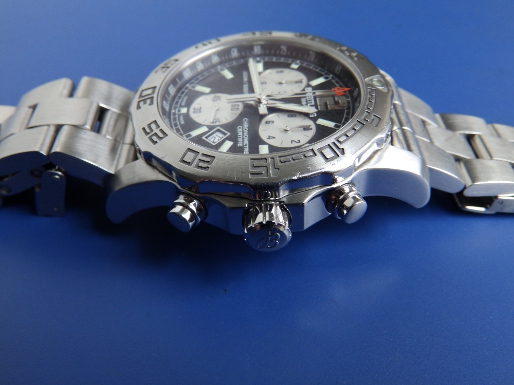 A boxed gent's stainless steel Breitling Colt Chronograph II bracelet wrist watch, the black dial - Image 4 of 9